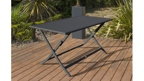 Lot composé d'une table de jardin MARIUS-TB140-GRISANT pliante et de 4 chaises MARIUS-CP-GRISANT pliantes