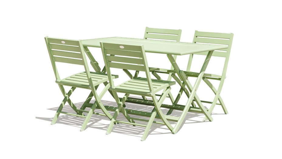 Lot composé d'une table de jardin pliante MARIUS-TB140-LAGUNE et de 4 chaises MARIUS-CP-LAGUNE pliantes