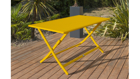 Table de jardin pliante MARIUS (140x80 cm) en aluminium - MOUTARDE