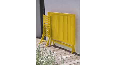 Table de jardin pliante MARIUS (140x80 cm) en aluminium - MOUTARDE