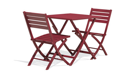 Lot composé d'une table de jardin MARIUS-TB70-CARMIN pliante et de 2 chaises MARIUS-CP-CARMIN pliantes