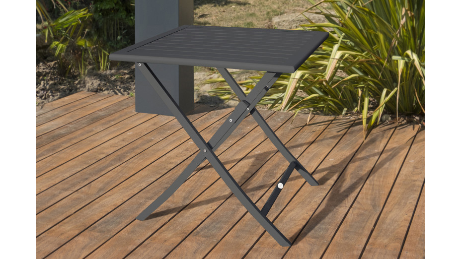 Guéridon de jardin pliant MARIUS (70x70 cm) en aluminium - GRIS ANTHRACITE