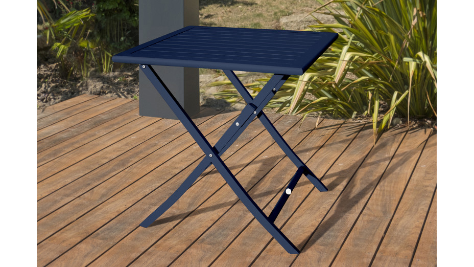 Lot composé d'une table de jardin MARIUS-TB70-MARINE pliante et de 2 chaises MARIUS-CP-MARINE pliantes