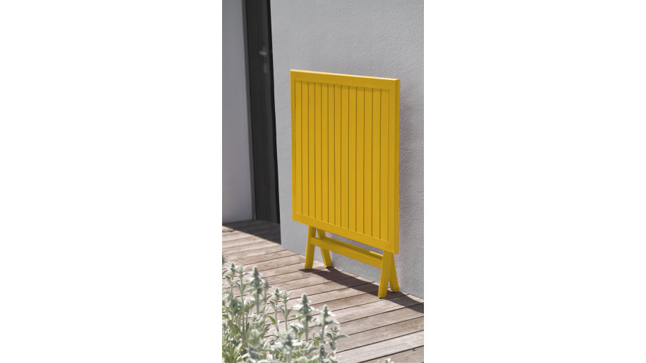 Guéridon de jardin pliant MARIUS (70x70 cm) en aluminium - MOUTARDE