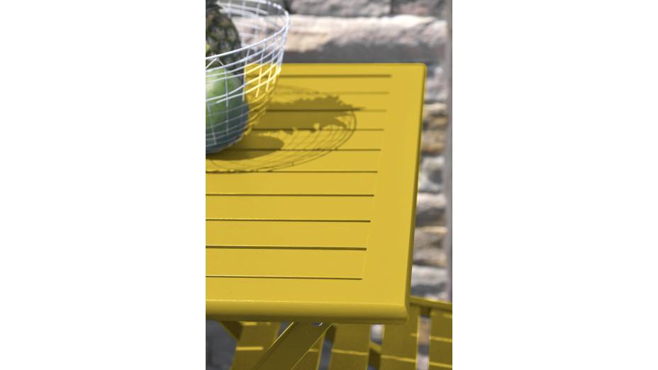 Guéridon de jardin pliant MARIUS (70x70 cm) en aluminium - MOUTARDE