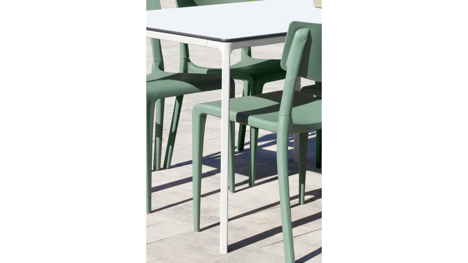 Table de jardin MEET (200x90 cm) en aluminium laqué et peinture Epoxy - BLANC