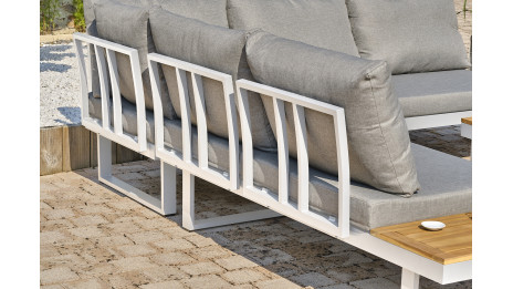 Salon de jardin MIYAKO 5 places en aluminium et acacia - BLANC