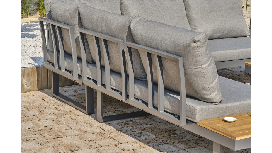 Salon de jardin MIYAKO 5 places en aluminium et acacia - GRIS ANTHRACITE