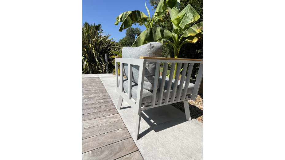 Salon bas de jardin NAPOLI 5 places en aluminium - GRIS