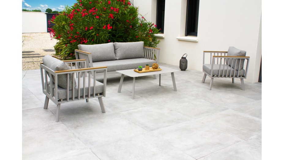 Salon bas de jardin NAPOLI 5 places en aluminium - GRIS