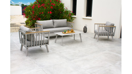Salon bas de jardin NAPOLI 5 places en aluminium - GRIS