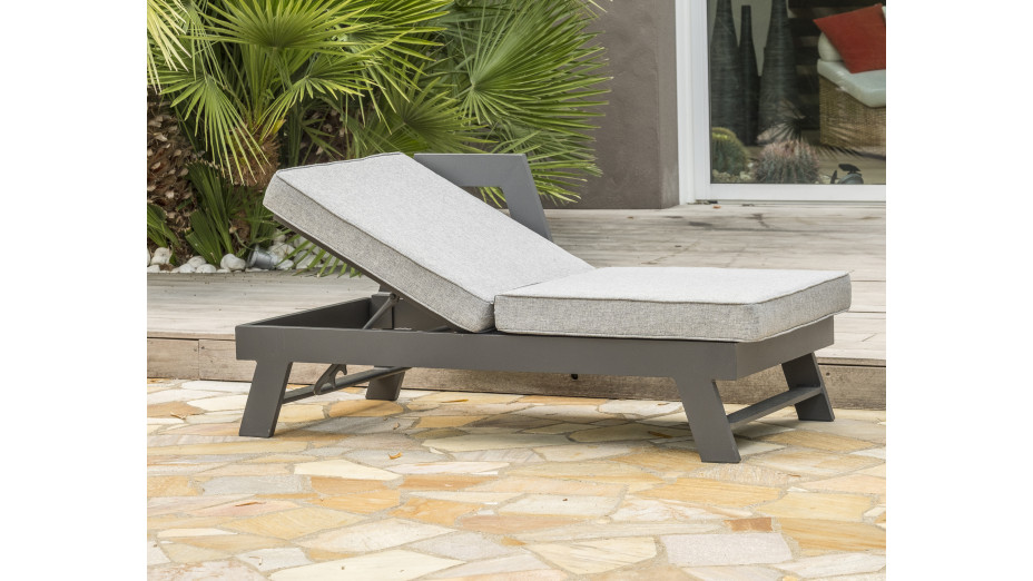 Salon de jardin d'angle NEWYORK 5/6 places en aluminium - GRIS ANTHRACITE