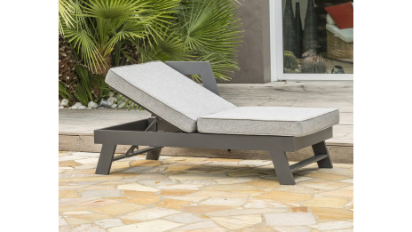 Salon de jardin d'angle NEWYORK 5/6 places en aluminium - GRIS ANTHRACITE