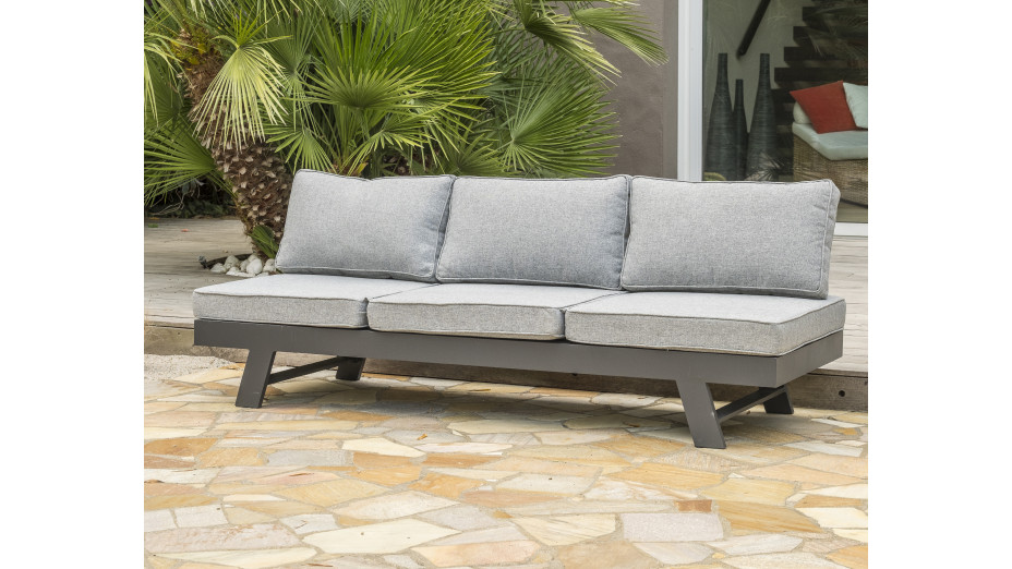 Salon de jardin d'angle NEWYORK 5/6 places en aluminium - GRIS ANTHRACITE