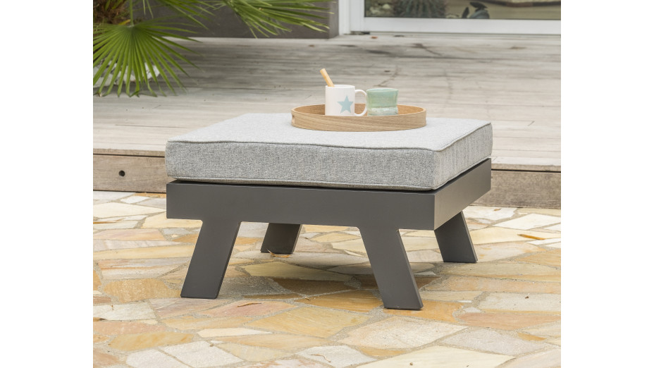 Salon de jardin d'angle NEWYORK 5/6 places en aluminium - GRIS ANTHRACITE
