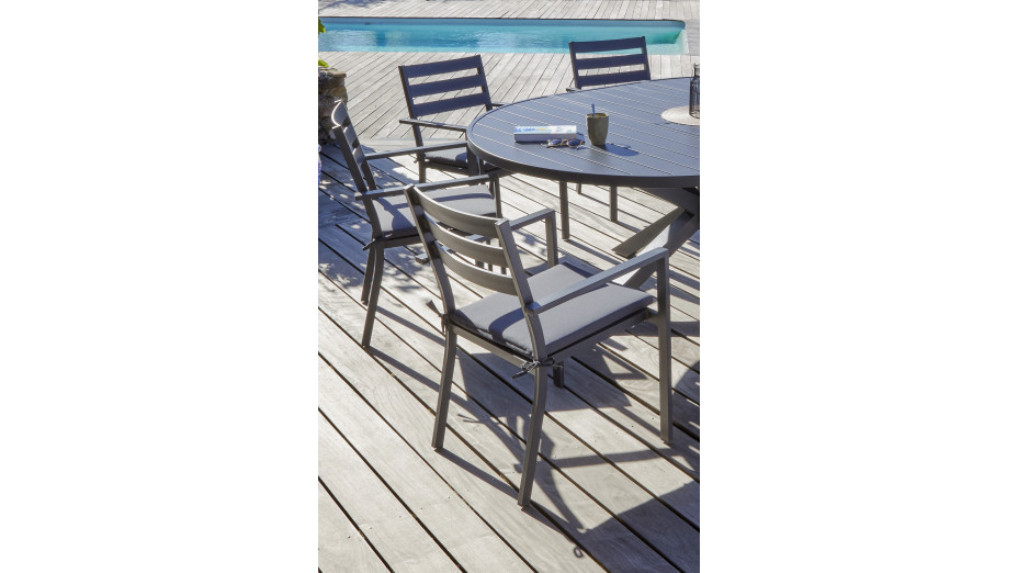 Fauteuil de jardin empilable PELOSA en aluminium - GRIS ANTHRACITE