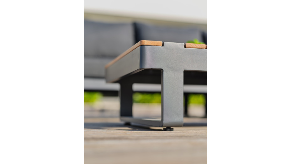 Salon de jardin d'angle ALICANTE 6 places en teck et aluminium - GRIS ANTHRACITE