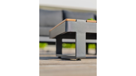 Salon de jardin d'angle ALICANTE 6 places en teck et aluminium - GRIS ANTHRACITE