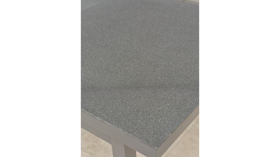Table de jardin DANIA (160/210x90 cm) en aluminium et spraystone avec rallonge automatique - GRIS ANTHRACITE