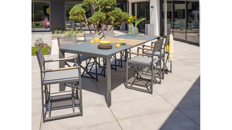 Fauteuil de jardin pliant HONFLEUR en aluminium et textilène - GRIS ANTHRACITE