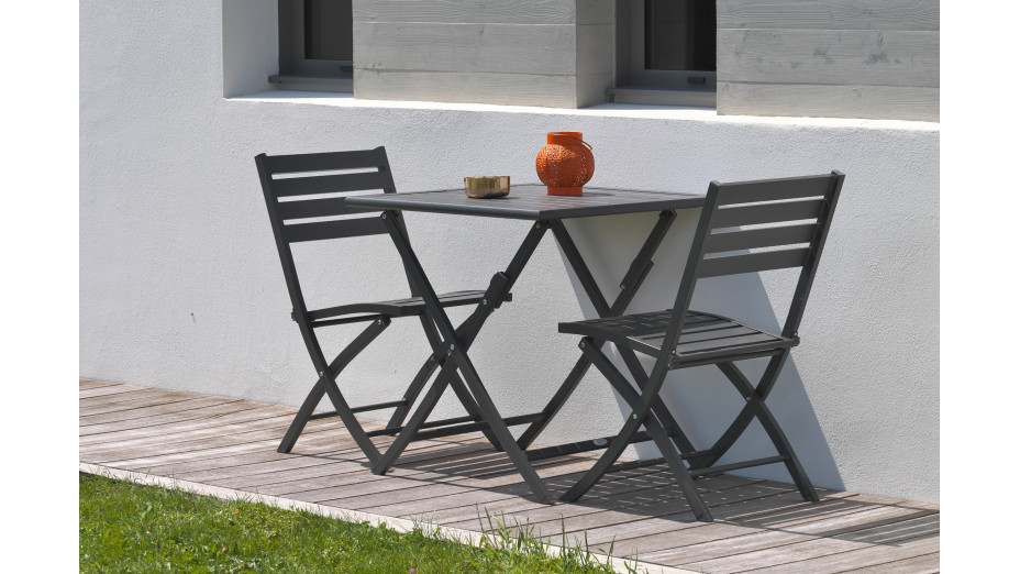 Chaise de jardin pliante MARIUS en aluminium - GRIS ANTHRACITE