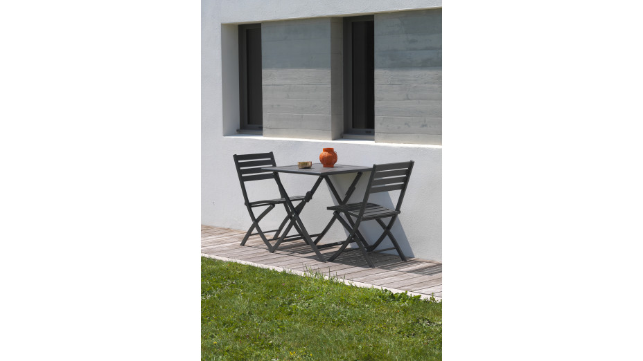 Chaise de jardin pliante MARIUS en aluminium - GRIS ANTHRACITE