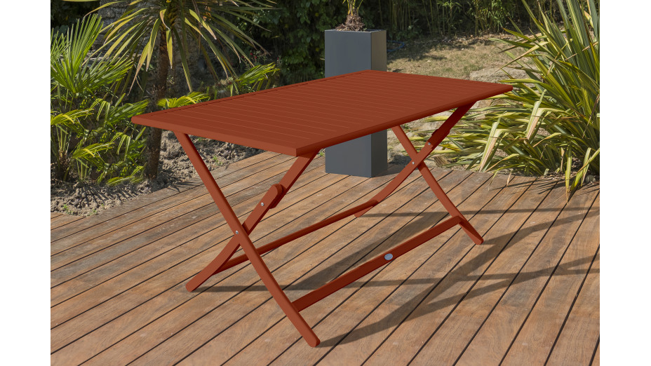 Lot composé d'une table de jardin MARIUS-TB140-TERRA pliante et de 4 chaises MARIUS-CP-TERRA pliantes