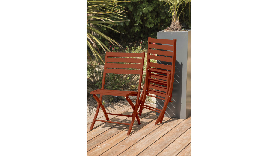 Lot composé d'une table de jardin MARIUS-TB140-TERRA pliante et de 4 chaises MARIUS-CP-TERRA pliantes