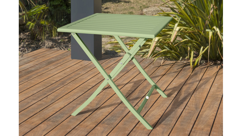 Guéridon de jardin pliant MARIUS (70x70 cm) en aluminium - VERT LAGUNE