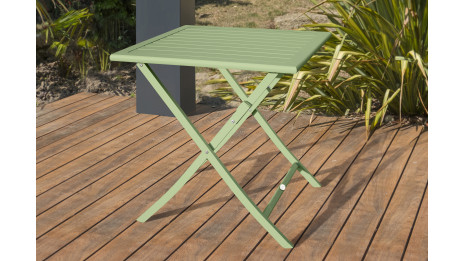 Guéridon de jardin pliant MARIUS (70x70 cm) en aluminium - VERT LAGUNE
