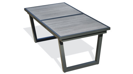 Table de jardin OLHOS (191/251x95 cm) avec rallonge automatique en aluminium et céramique - GRIS ANTHRACITE
