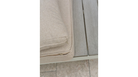 Salon de jardin d'angle OSAKA 5 places aluminium imitation bois gris et aluminium - BLANC