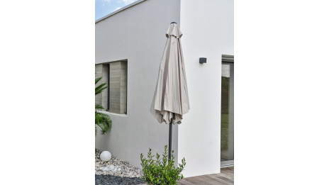Parasol MARBELLA (diam. 2,7 m) à manivelle en aluminium gris anthracite et polyester - GRIS