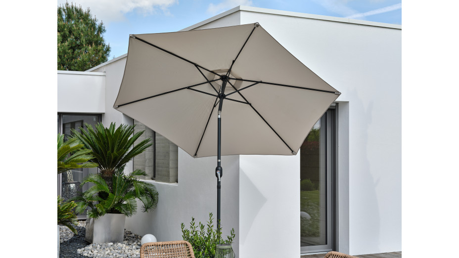 Parasol MARBELLA (diam. 2,7 m) à manivelle en aluminium gris anthracite et polyester - GRIS