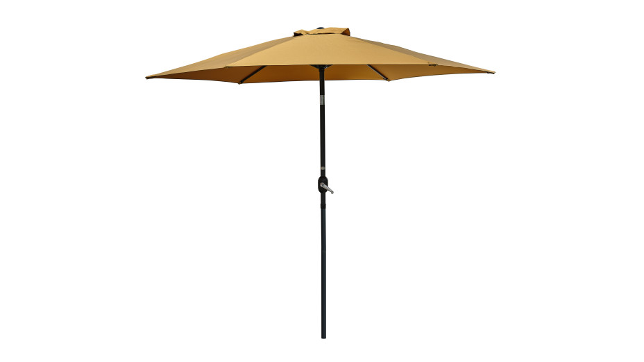 Parasol MARBELLA (diam. 2,7 m) à manivelle en aluminium gris anthracite et polyester - MOUTARDE