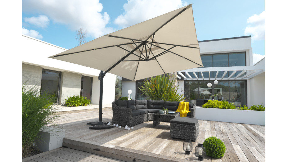 Parasol déporté SEVILLA (4x3 m) en aluminium gris anthracite et polyester - GRIS