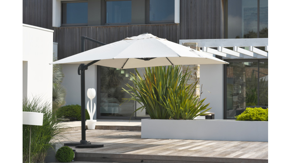Parasol déporté SEVILLA (4x3 m) en aluminium gris anthracite et polyester - GRIS