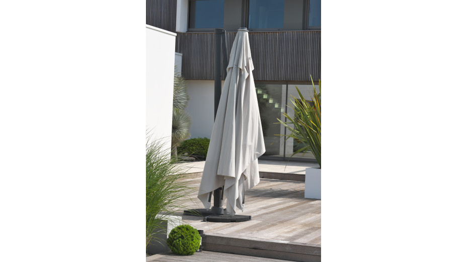 Parasol déporté SEVILLA (4x3 m) en aluminium gris anthracite et polyester - GRIS