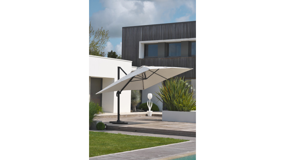 Parasol déporté SEVILLA (4x3 m) en aluminium gris anthracite et polyester - GRIS
