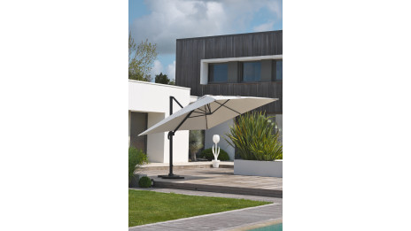 Parasol déporté SEVILLA (4x3 m) en aluminium gris anthracite et polyester - GRIS