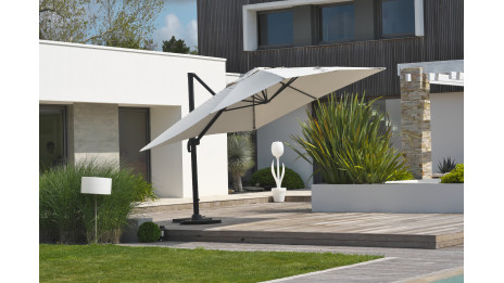 Parasol déporté SEVILLA (4x3 m) en aluminium gris anthracite et polyester - GRIS