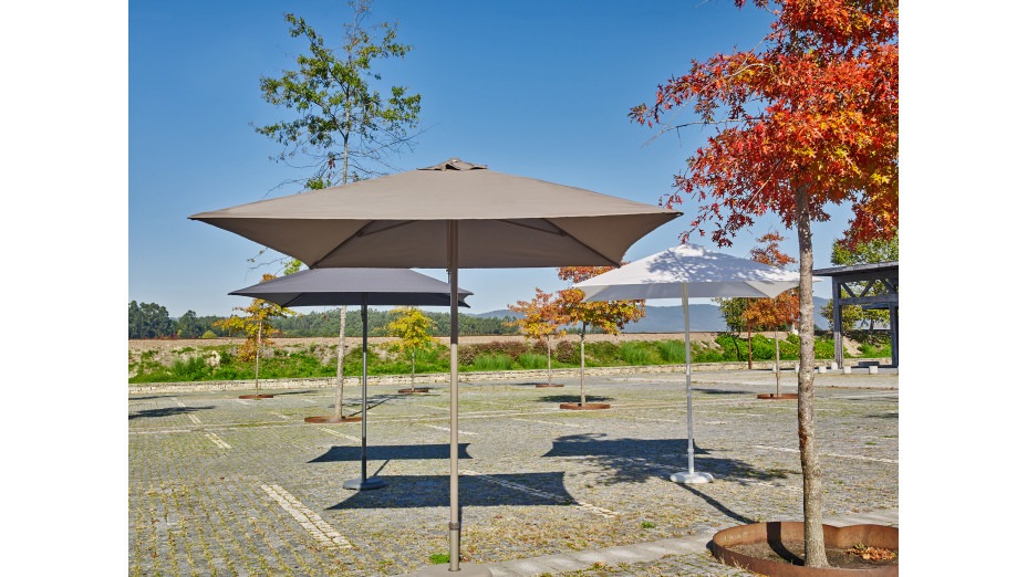 Parasol ouverture push-up EOLO (250x250 cm) en aluminium laqué et toile OLEFIN® - GRIS ANTHRACITE