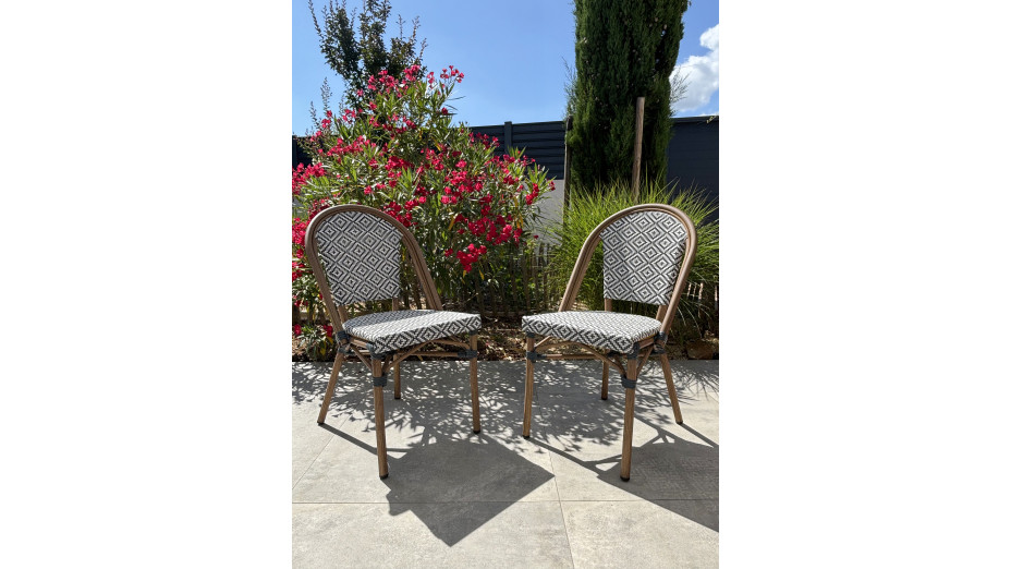 Lot composé de 2 fauteuils de jardin BISTRO-FT-TEX-BLEU empilables