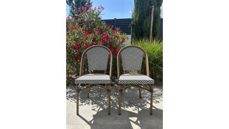 Lot composé de 2 fauteuils de jardin BISTRO-FT-TEX-BLEU empilables