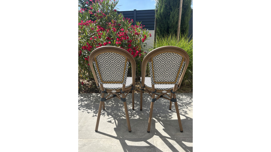 Lot composé de 2 fauteuils de jardin BISTRO-FT-TEX-BLEU empilables
