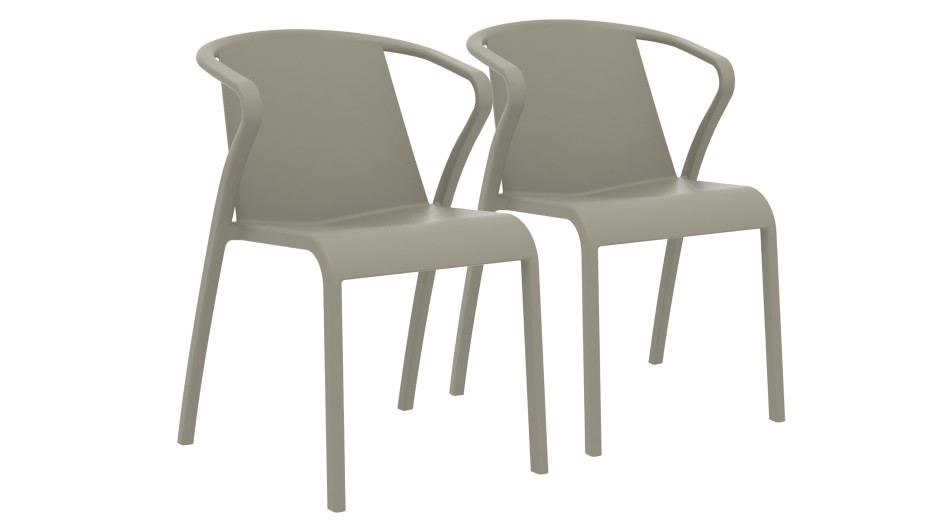 Lot composé de 2 fauteuils de jardin FADO-FT-TAUPE empilables