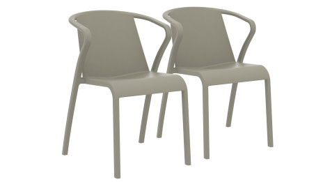 Lot composé de 2 fauteuils de jardin FADO-FT-TAUPE empilables