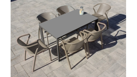 Lot composé de 2 fauteuils de jardin FADO-FT-TAUPE empilables