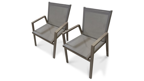 Lot composé de 2 fauteuils de jardin FLORIDE-FT-QUARTZ empilables