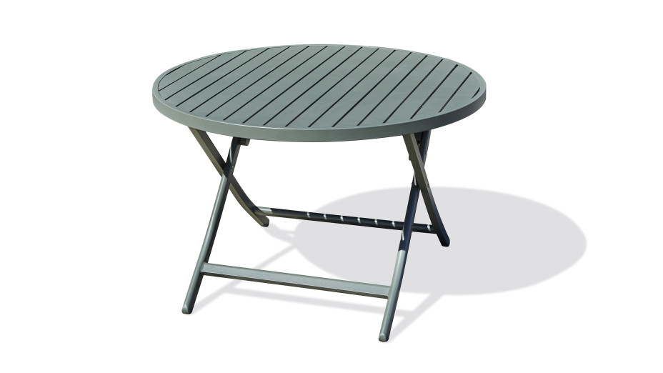 Table de jardin pliante MARIUS (diam. 110 cm) en aluminium - VERT KAKI